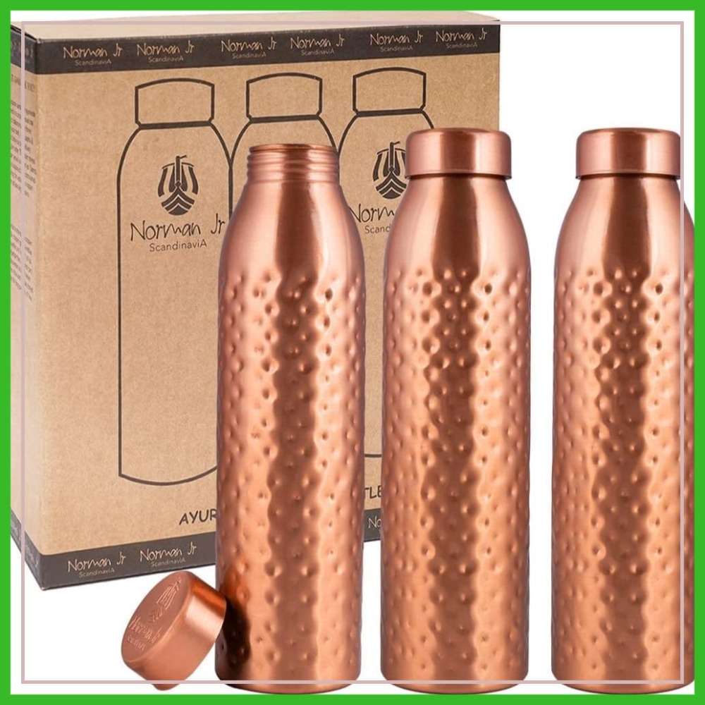 Ayurvedic & Herbal Wellness Kits - Copper Water Bottle 1L - Hammered,
