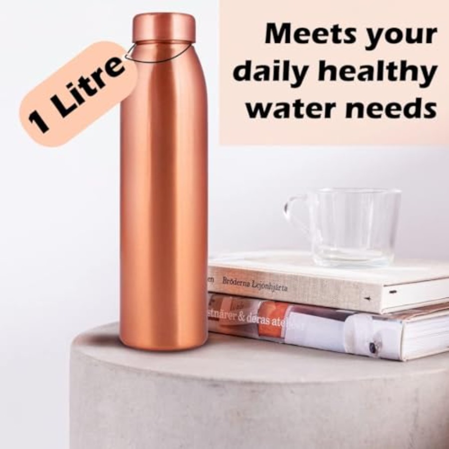 Copper Water Bottle 1L - Gift  - Ayurvedic & Herbal Wellness Kits 评论和价格