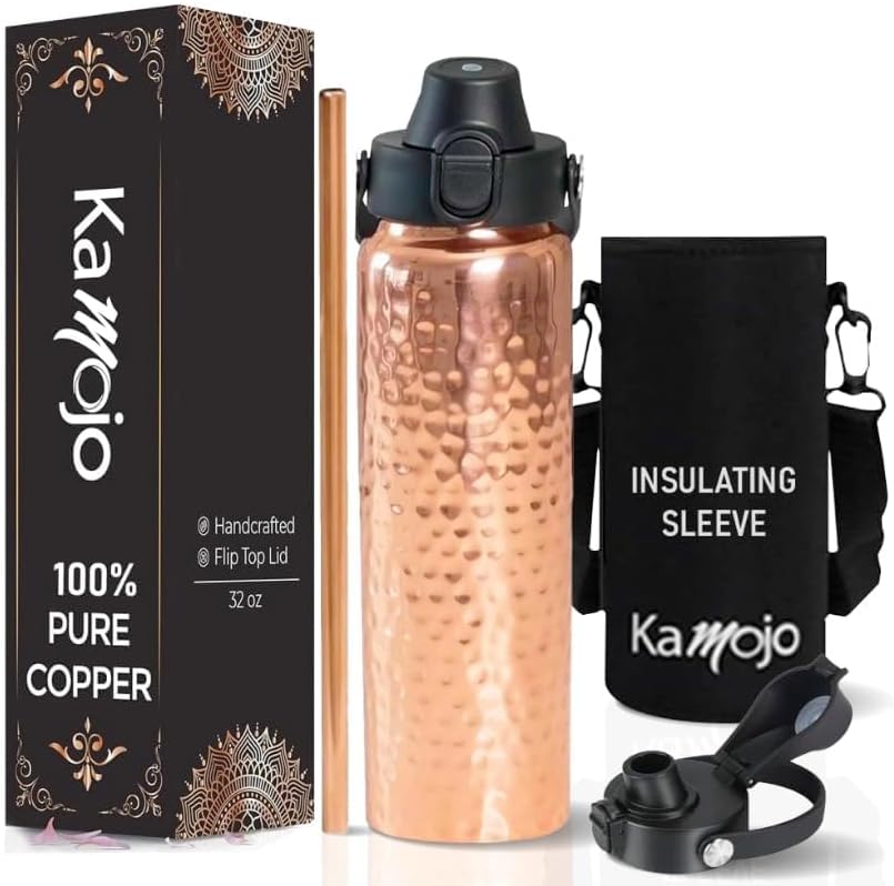Pure Copper Water Bottle with  - Ayurvedic & Herbal Wellness Kits 评论和价格