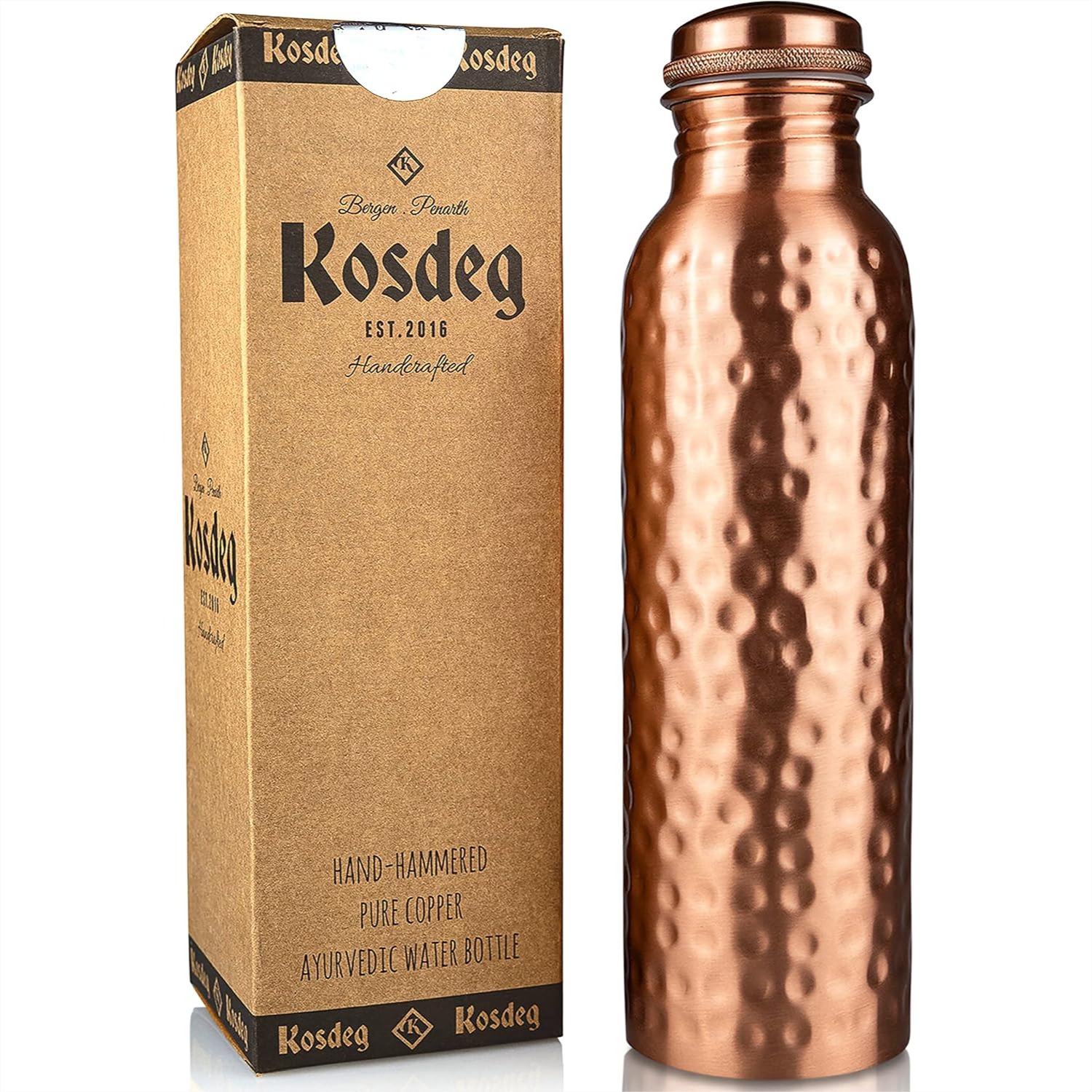 Pure Copper Water Bottle 34 oz - Ayurvedic & Herbal Wellness Kits 评论和价格