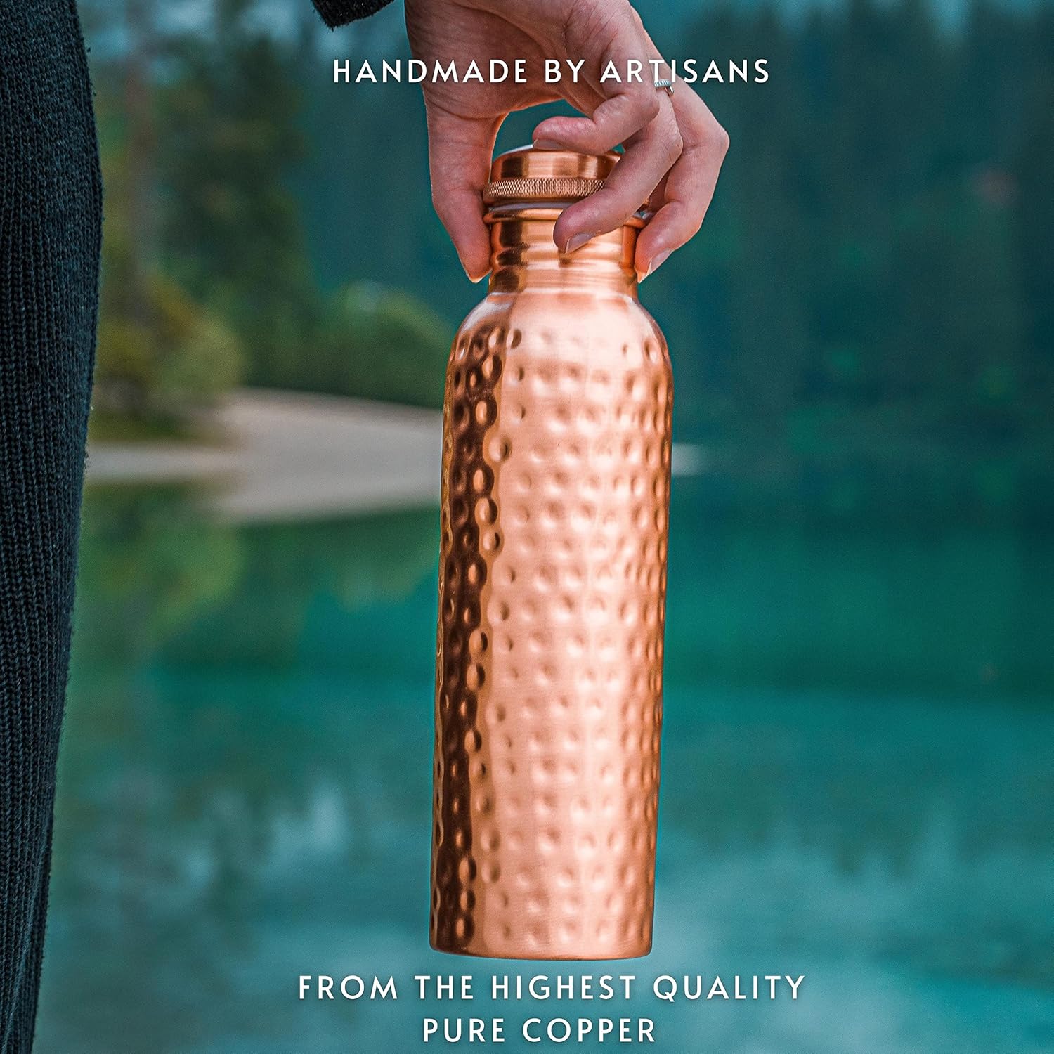 Pure Copper Water Bottle 34 oz - Ayurvedic & Herbal Wellness Kits 评论和价格